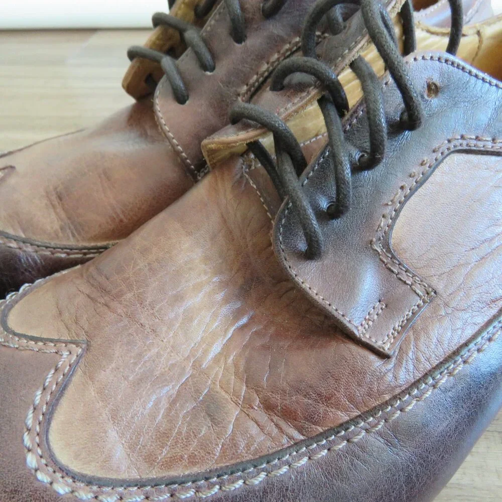 BED STU Bench Made Cobbler Series Wingtip Derby Brogue Shoes Brown Leather 10